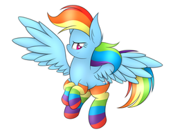 Size: 1800x1400 | Tagged: dead source, safe, artist:php66, rainbow dash, g4, clothes, rainbow socks, simple background, socks, solo, striped socks, white background