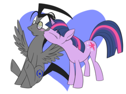 Size: 1024x768 | Tagged: safe, artist:epicskunk, twilight sparkle, g4, blushing, crossover, crossover shipping, dib membrane, diblight, invader zim, kissing, ponified, shipping