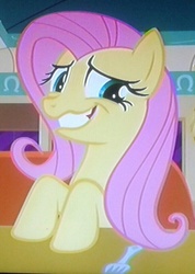 Size: 670x940 | Tagged: safe, screencap, fluttershy, g4, the saddle row review, creepy, face posing