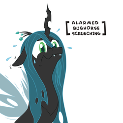 Size: 2000x2000 | Tagged: source needed, safe, artist:hotkinkajou, artist:lalieri, queen chrysalis, changeling, changeling queen, g4, /mlp/, colored, cute, cutealis, descriptive noise, female, frown, high res, horse noises, meme, nervous, nose wrinkle, reaction image, scrunchy face, shivering, simple background, solo, sweat, vector, wavy mouth, white background, wide eyes