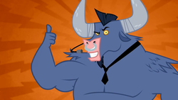 Size: 1152x648 | Tagged: safe, screencap, iron will, minotaur, g4, putting your hoof down, looking at you, thumbs up