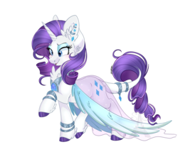Size: 1024x878 | Tagged: safe, artist:pvrii, rarity, classical unicorn, g4, clothes, dress, female, fluffy, horn, leonine tail, see-through, simple background, solo, transparent background, unshorn fetlocks