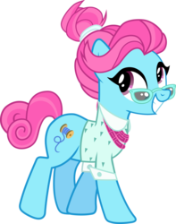 Size: 3282x4170 | Tagged: safe, artist:outlawquadrant, blue bobbin, earth pony, pony, g4, the saddle row review, clothes, glasses, high res, simple background, smiling, solo, transparent background, vector