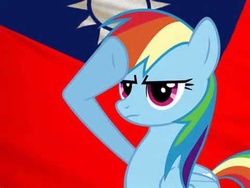 Size: 480x360 | Tagged: safe, rainbow dash, g4, rainbow dash salutes, taiwan