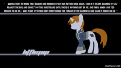 Size: 1000x564 | Tagged: artist needed, safe, oc, oc only, oc:littlepip, pony, unicorn, fallout equestria, clothes, fanfic, fanfic art, female, image macro, jumpsuit, mare, meme, pipbuck, quote, solo, vault suit