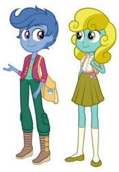Size: 1152x1656 | Tagged: safe, artist:thecheeseburger, archer (character), scootablue, sun glimmer, equestria girls, g4, archerbetes, clothes, cute glimmer, duo, duo female, equestria girls-ified, female, simple background, transparent background