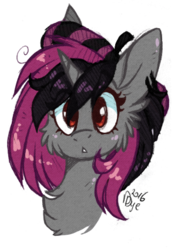 Size: 303x425 | Tagged: safe, artist:tay-niko-yanuciq, oc, oc only, pony, unicorn, bust, chest fluff, colored pupils, female, fluffy, looking at you, mare, portrait, simple background, solo, transparent background