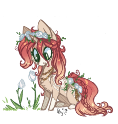 Size: 542x572 | Tagged: safe, artist:tay-niko-yanuciq, oc, oc only, pony, unicorn, chest fluff, flower, flower in hair, simple background, solo, transparent background, wreath