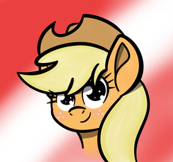 Size: 1600x1500 | Tagged: safe, artist:yakoshi, applejack, g4, female, looking at you, smiling, solo