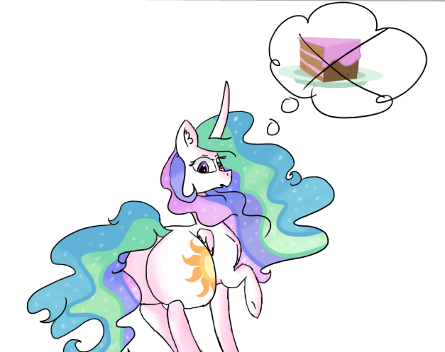 #1163503 - safe, artist:bombasticdingo, princess celestia, butt, cake