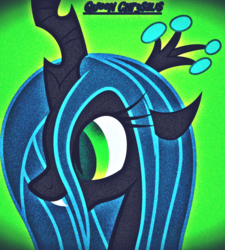 Size: 1844x2053 | Tagged: safe, artist:quanxaro, queen chrysalis, changeling, changeling queen, g4, crown, female, jewelry, regalia, solo