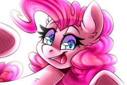 Size: 3000x2000 | Tagged: safe, artist:shyshyoctavia, pinkie pie, earth pony, pony, g4, ear fluff, female, high res, looking at you, mare, open mouth, solo, underhoof