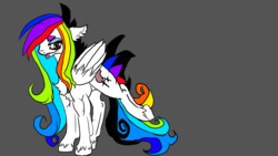 Size: 2560x1440 | Tagged: safe, artist:brainiac, oc, oc only, oc:lesbean, pegasus, pony, female, lesbian, muscles, rainbow hair, unshorn fetlocks