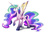 Size: 5100x3300 | Tagged: safe, artist:silfoe, princess cadance, princess celestia, princess luna, twilight sparkle, alicorn, pony, g4, alicorn tetrarchy, colored wings, colored wingtips, female, frown, fusion, heterochromia, mare, raised hoof, simple background, solo, spread wings, twilight sparkle (alicorn), white background