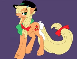 Size: 1280x973 | Tagged: safe, artist:brainiac, applejack, earth pony, pony, g4, alternate universe, canterlot tales, concept art, female, implied lesbian, implied rarijack, implied shipping, neckerchief, solo, swirly eyes, tail bow, unshorn fetlocks