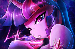 Size: 3832x2500 | Tagged: safe, artist:light262, twilight sparkle, anthro, g4, female, high res, horn, looking at you, magic, mare, paint tool sai, signature, solo