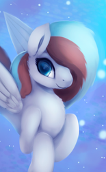 Size: 450x725 | Tagged: safe, artist:rodrigues404, oc, oc only, oc:waffles, pegasus, pony, blue, cute, solo