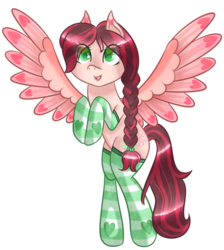 Size: 800x893 | Tagged: safe, artist:vividox3, oc, oc only, oc:pink peppermint, pony, clothes, cute, female, heart, mare, ocbetes, open mouth, simple background, socks, solo, striped socks, transparent background