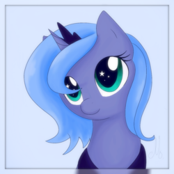 Size: 1208x1208 | Tagged: safe, artist:maravor, princess luna, female, filly, s1 luna, solo, starry eyes, wingding eyes, woona