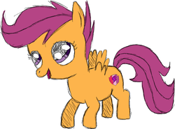 Size: 1181x874 | Tagged: safe, artist:awonderingwolf, scootaloo, g4, colored sketch, cutie mark, female, open mouth, simple background, solo, the cmc's cutie marks, white background