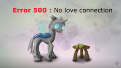 Size: 1024x576 | Tagged: safe, artist:sloppyhooves, changeling, cheese, error message, food, solo