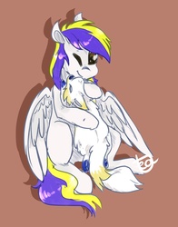 Size: 1024x1304 | Tagged: safe, artist:teabut, oc, oc only, oc:juby skylines, fox, pegasus, pony, cute, hnnng, snuggling
