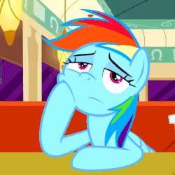 Size: 501x501 | Tagged: safe, screencap, rainbow dash, g4, the saddle row review, animated, bored, female, lidded eyes, solo, talking, talking to viewer, unamused