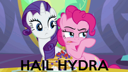 Size: 960x540 | Tagged: safe, pinkie pie, rarity, g4, hail hydra, less than five seconds in mspaint