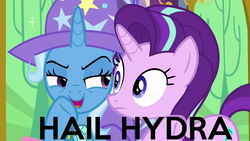 Size: 1280x720 | Tagged: safe, starlight glimmer, trixie, pony, unicorn, g4, female, hail hydra, less than five seconds in mspaint, mare