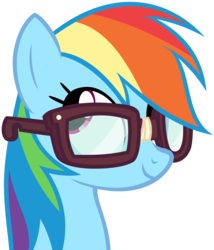 Size: 4286x5000 | Tagged: safe, artist:zonelouise, rainbow dash, pegasus, pony, g4, newbie dash, absurd resolution, bust, cute, dashabetes, female, glasses, inkscape, mare, reading rainboom, simple background, smiling, solo, transparent background, vector