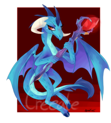 Size: 900x1000 | Tagged: safe, artist:creeate97, princess ember, dragon, g4, gauntlet of fire, bloodstone scepter, dragon lord ember, female, flying, smirk, solo