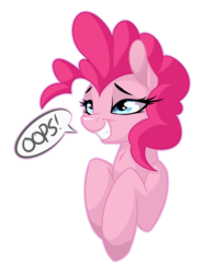 Size: 2906x3929 | Tagged: safe, artist:strachattack, pinkie pie, g4, cute, dialogue, diapinkes, female, grin, high res, simple background, smug, solo, speech bubble, transparent background
