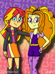 Size: 1200x1600 | Tagged: safe, artist:djgames, adagio dazzle, sunset shimmer, equestria girls, g4, female, lesbian, ship:sunsagio, shipping