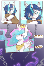 Size: 1280x1920 | Tagged: safe, artist:cold-blooded-twilight, princess celestia, shining armor, comic:cold storm, g4, comic, explicit source, stars