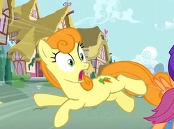 Size: 577x429 | Tagged: safe, screencap, carrot top, golden harvest, earth pony, pony, g4, sleepless in ponyville, alternate hairstyle, cropped