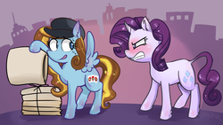 Size: 1920x1080 | Tagged: safe, artist:puffpink, rarity, oc, oc:ilovekimpossiblealot, pony, g4, the saddle row review, duo