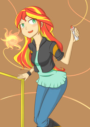 Size: 4794x6779 | Tagged: safe, artist:窄门3o3, sunset shimmer, equestria girls, g4, absurd resolution, female, human coloration, pixiv, solo, sun, sunshine shimmer