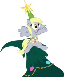 Size: 3000x3612 | Tagged: safe, artist:sollace, derpy hooves, pegasus, pony, a hearth's warming tail, g4, christmas, christmas lights, christmas tree, derpy star, female, high res, mare, show accurate, simple background, solo, transparent background, tree, vector