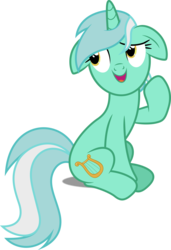 Size: 3411x5000 | Tagged: safe, artist:dashiesparkle, artist:mandydax, lyra heartstrings, g4, slice of life (episode), .svg available, absurd resolution, female, floppy ears, open mouth, ponyscape, raised hoof, simple background, sitting, solo, transparent background, vector