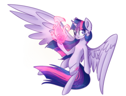 Size: 1700x1299 | Tagged: safe, artist:mp-printer, twilight sparkle, alicorn, pony, g4, female, flying, magic, mare, simple background, solo, transparent background, twilight sparkle (alicorn)