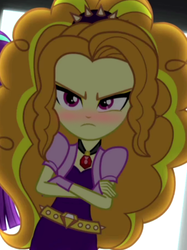 Size: 395x529 | Tagged: safe, edit, edited screencap, screencap, adagio dazzle, aria blaze, equestria girls, g4, my little pony equestria girls: rainbow rocks, blushing, gem, siren gem, tsundagio