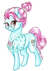 Size: 632x935 | Tagged: safe, artist:twixyamber, blue bobbin, g4, my little pony: friendship is magic, the saddle row review, solo