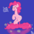 Size: 1253x1246 | Tagged: safe, artist:feralroku, pinkie pie, g4, the saddle row review, dusting, eyes closed, female, pinkie being pinkie, pinkie physics, pinkiecopter, solo, sweeping, sweepsweepsweep, tailcopter