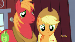 Size: 450x252 | Tagged: safe, screencap, applejack, big macintosh, earth pony, pony, brotherhooves social, g4, animated, discovery family logo, male, stallion