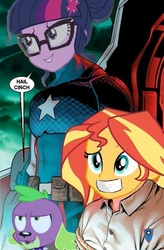 Size: 615x938 | Tagged: safe, principal abacus cinch, sci-twi, spike, spike the regular dog, sunset shimmer, twilight sparkle, dog, equestria girls, g4, my little pony equestria girls: friendship games, captain america, captain hydra, comic book, hail hydra, marvel, meme
