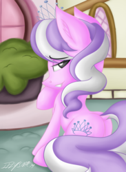 Size: 3000x4091 | Tagged: safe, artist:iflysna94, diamond tiara, g4, bedroom eyes, butt, female, looking at you, plot, ponyville, signature, solo