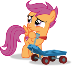 Size: 6570x6077 | Tagged: safe, artist:8-notes, scootaloo, pegasus, pony, g4, .svg available, absurd resolution, adobe illustrator, female, filly, foal, frown, raised hoof, sad, scooter, simple background, solo, spread wings, the cmc's cutie marks, transparent background, vector, wings