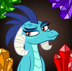 Size: 916x908 | Tagged: safe, artist:sapphiresong46, princess ember, dragon, g4, crystal, female, raised eyebrow, smiling, solo