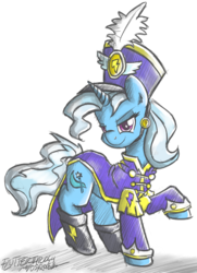 Size: 1170x1612 | Tagged: safe, artist:flutterthrash, trixie, pony, unicorn, g4, clothes, female, mare, sgt. trixie, solo, uniform