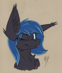 Size: 2509x2992 | Tagged: dead source, safe, artist:php122, oc, oc only, oc:midnight light, pegasus, pony, bust, cute, high res, portrait, solo, tongue out